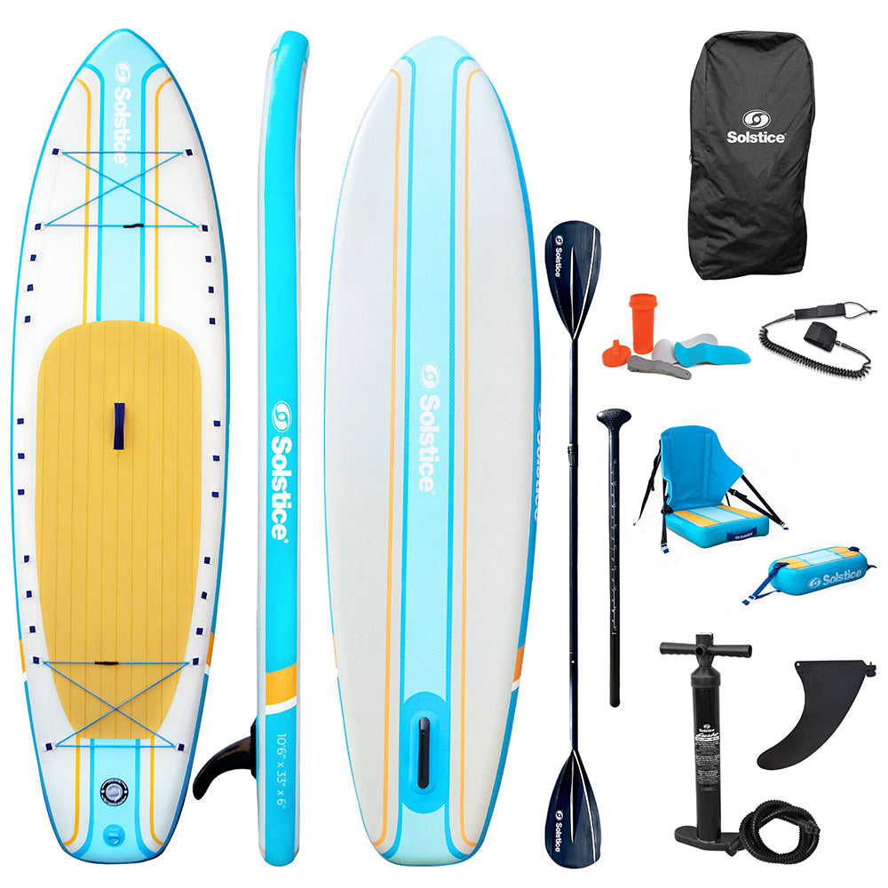Solstice Watersports 10'6" Rambler Inflatable Stand-Up Paddleboard/Kayak 2-In-1 Kit w/Seat Convertible Paddle - Orange [36201]