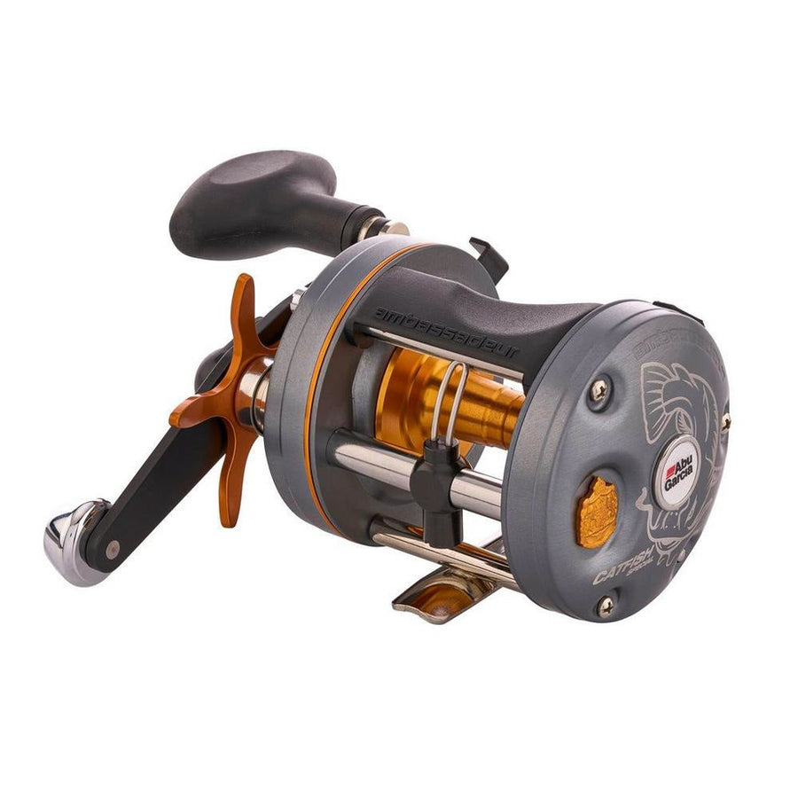 Abu Garcia C3 6500 Catfish Special Round Reel angled front view