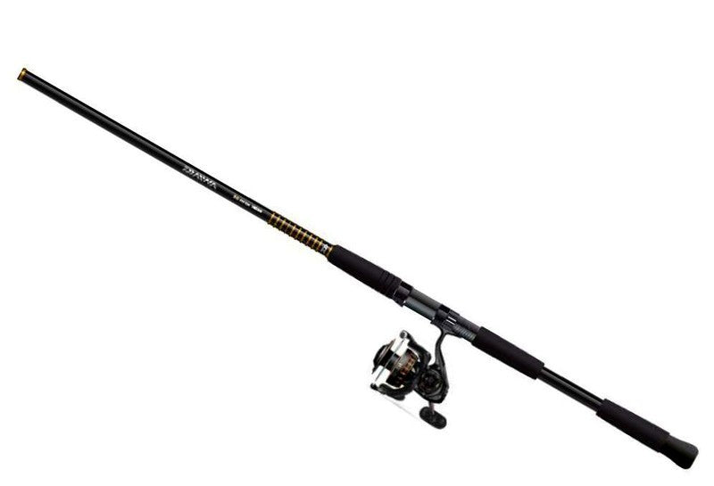 daiwa bg/offshore angler gold cup spinning combo BG Offshore Saltwater 1 Piece Rod and Reel Combos grip handle with full cork grips Offshore Angler Gold Cup Levelwind