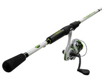 Angled view of Lew's Mach 1 Speed Spin Combo, emphasizing the smooth reel and high-performance rod