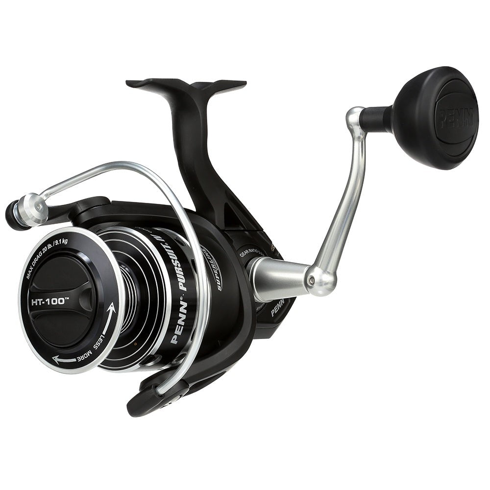 PENN Pursuit IV 6000 Spinning Reel front and side angle showcasing handle and spool