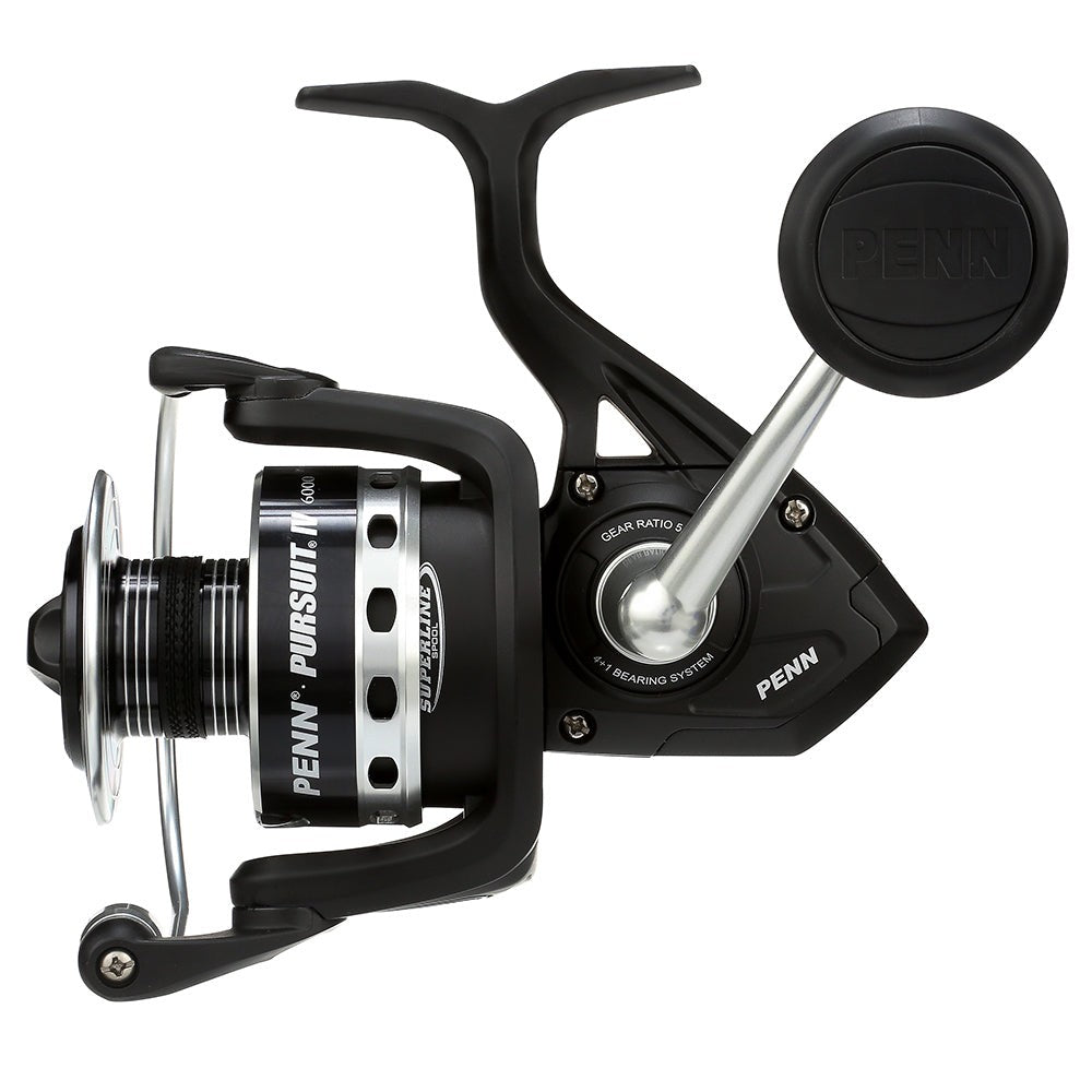 PENN Pursuit IV 6000 Spinning Reel rear angle showing gear ratio details