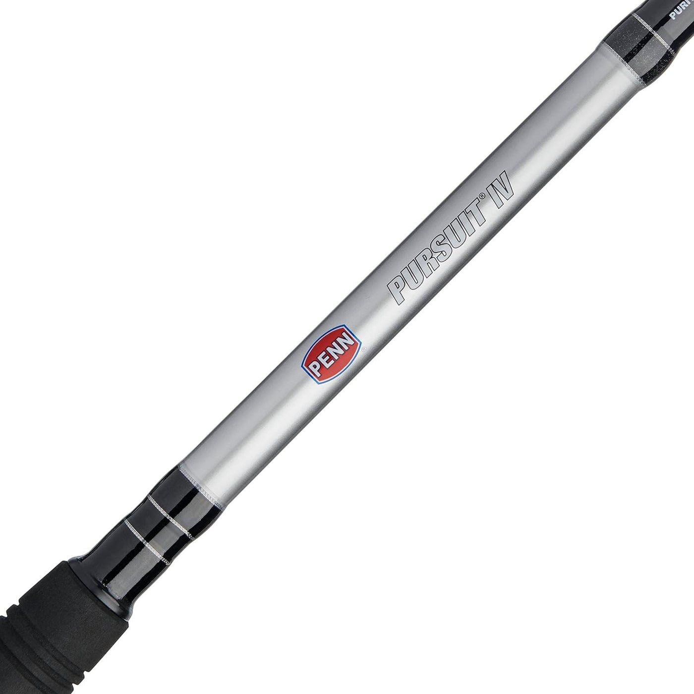 Detailed view of the PENN Pursuit IV one-piece fishing rod, highlighting its sleek, elongated design and the smooth, uniform texture of the rod's surface.