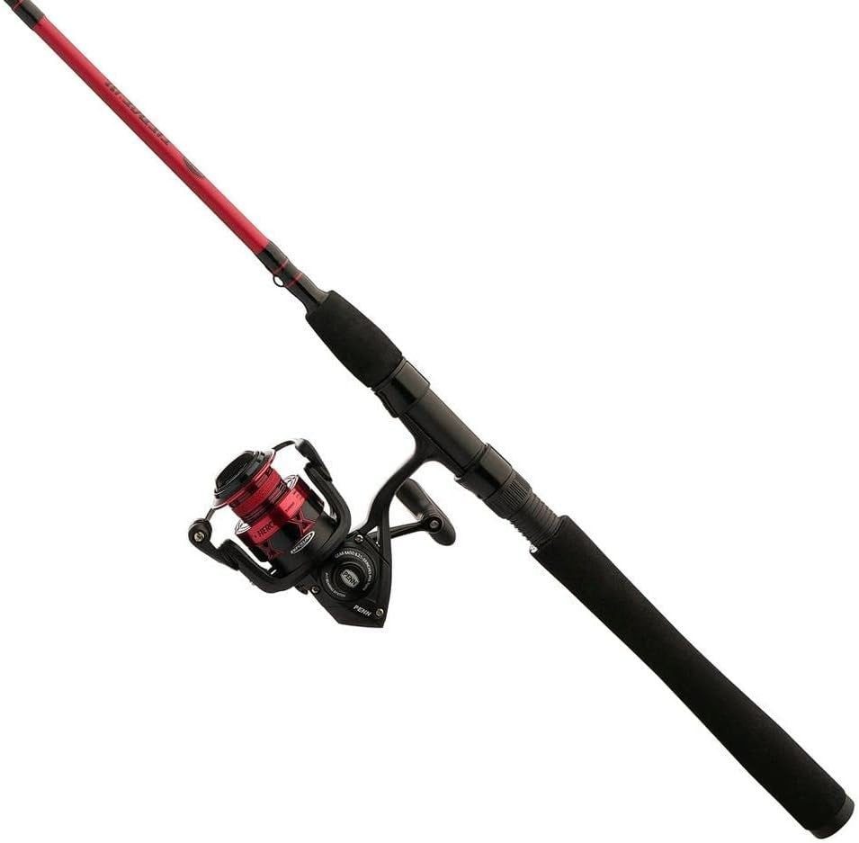 Close-up of the PENN® Fierce™ IV Reel and Rod Combo with visible details of the spinning reel and grip handle, designed for saltwater fishing.