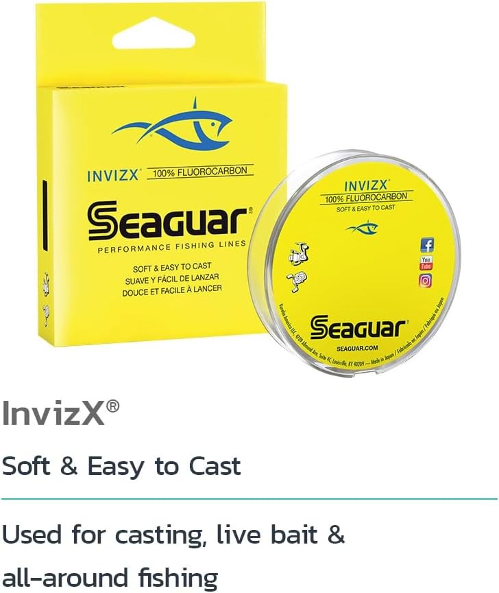 Packaging of Seaguar InvizX Fluorocarbon Fishing Line