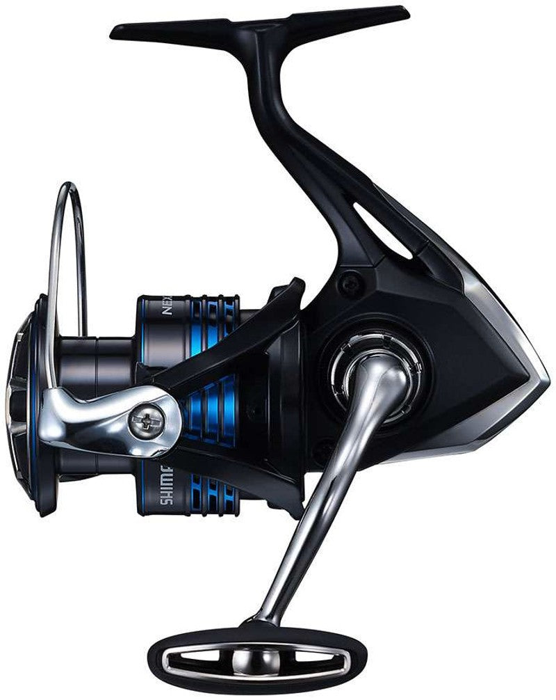 Shimano NEXAVE 1000FI spinning fishing reel with a sleek blue and silver design